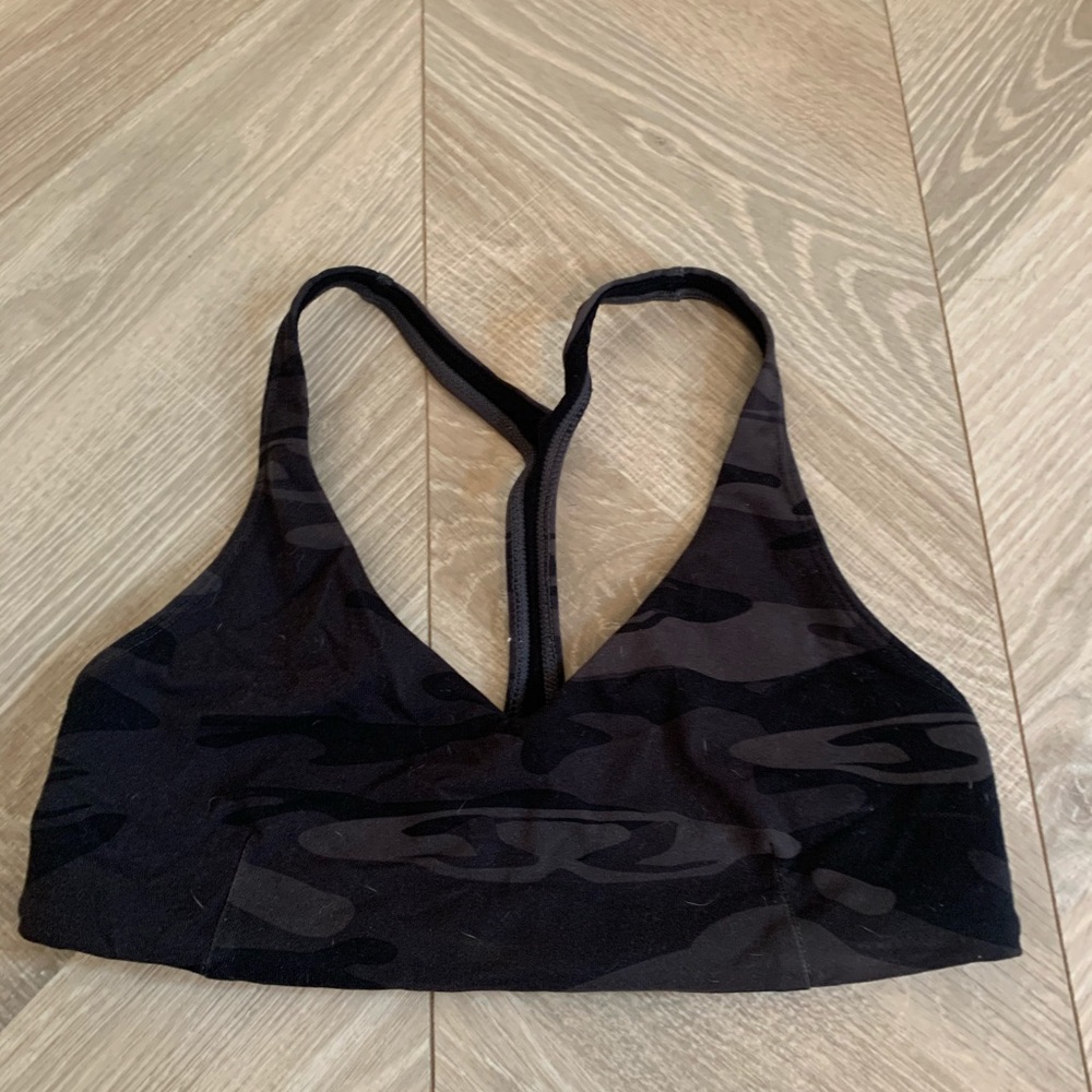 Lululemon 4 Sports Bra Camo Black Grey